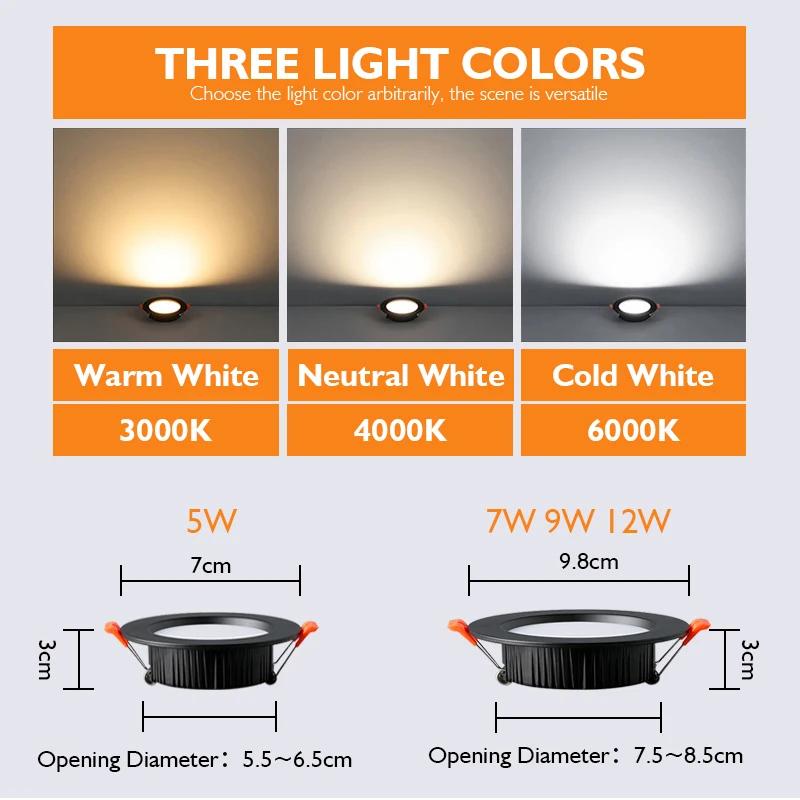 6 pièces LED Downlight 5W 7W 9W 12W 15W 18W plafonnier encastré blanc chaud/froid AC220V-240V
