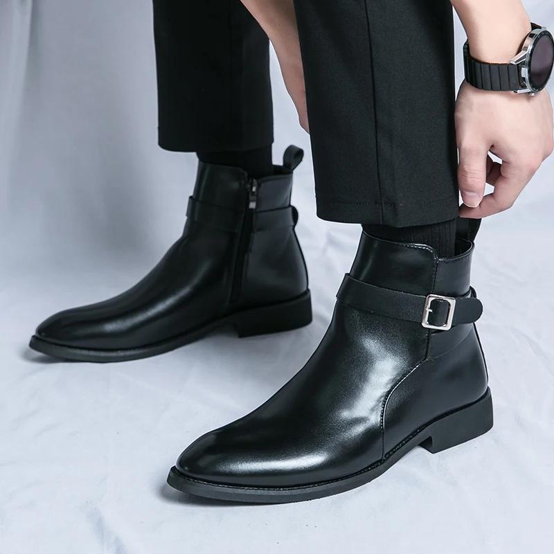 Bottines d'équitation britanniques imperméables pour hommes, chaussures montantes décontractées et p