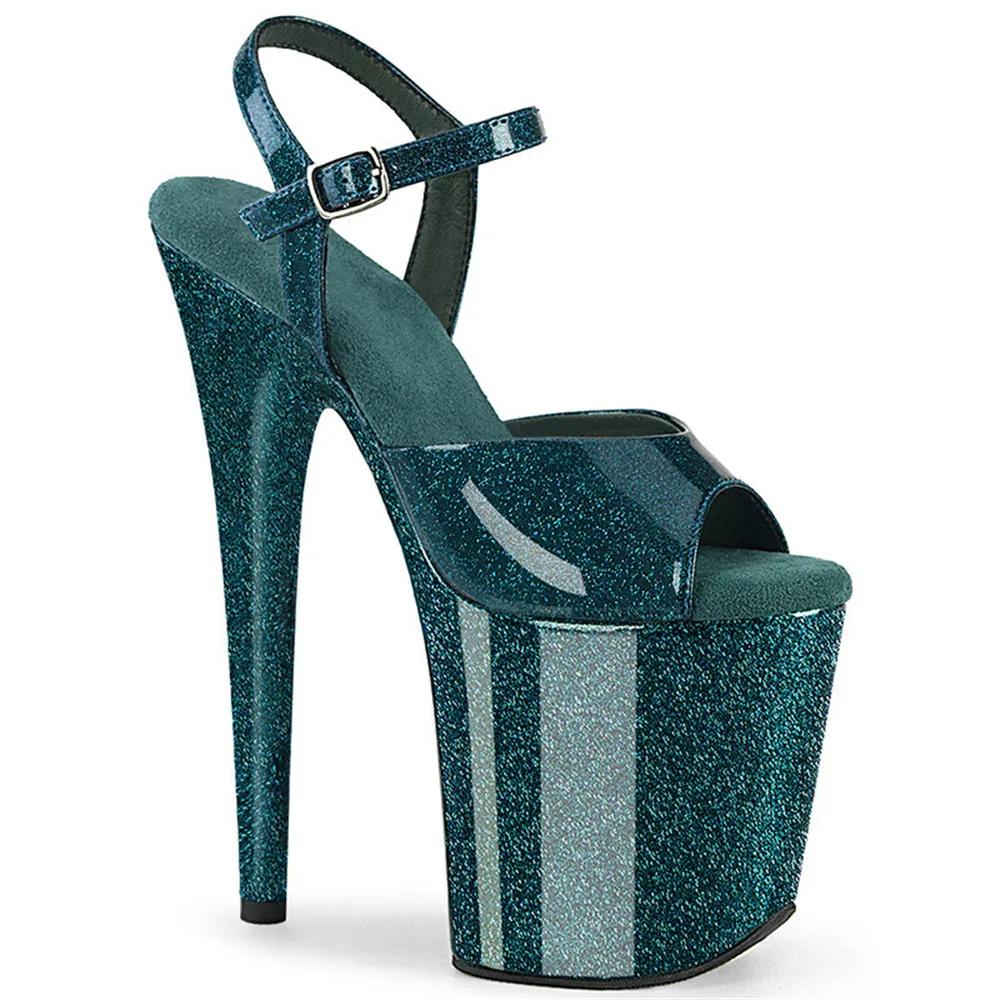 20 cm sexy pôle danse chaussures visage brillant flash cristal haine ciel haute sandales plate-forme