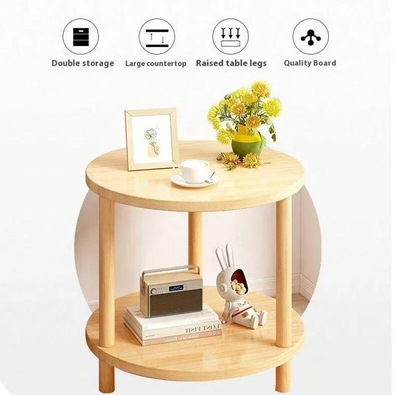 Table de chevet ronde et carrée moderne en bois, Double couche, pour la maison, le bureau, la chambr