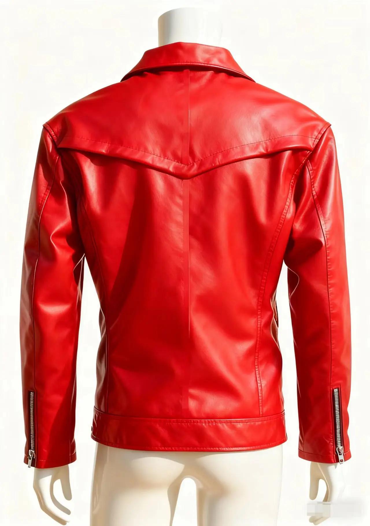 Veste en cuir PU surdimensionnée pour homme, style polo, avec plusieurs fermetures éclair, pour l'au