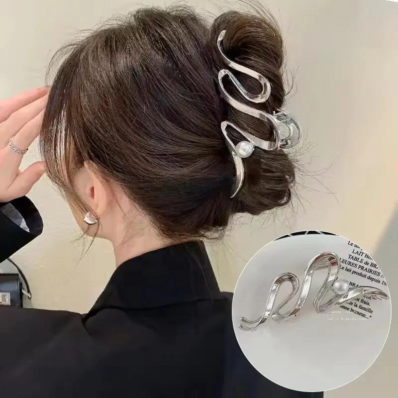 Pince à cheveux en métal punk pour optique, liquide, motif irrégulier, barrettes, accessoire antidér