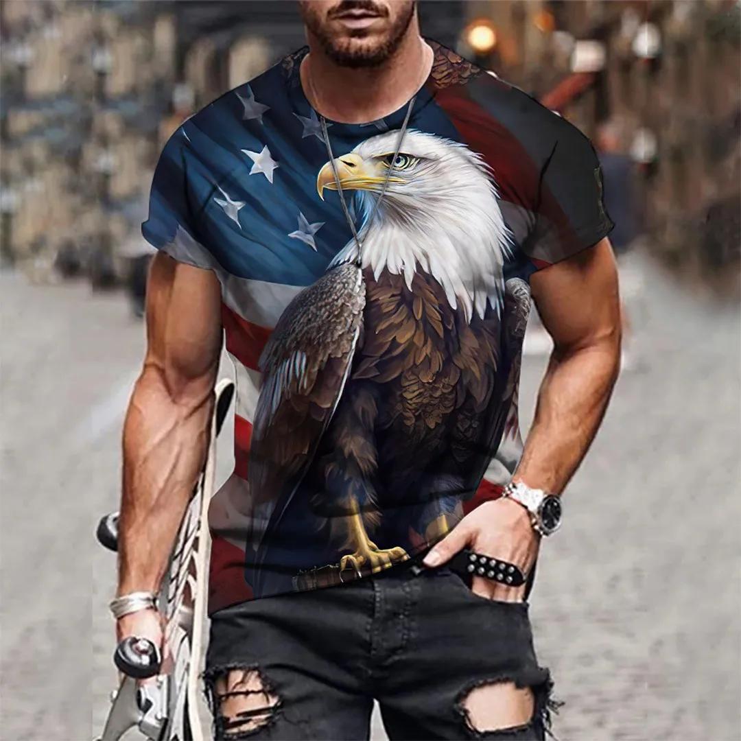 T-shirt à manches courtes et col rond pour hommes, imprimé tigre 3D, respirant, extensible, décontra