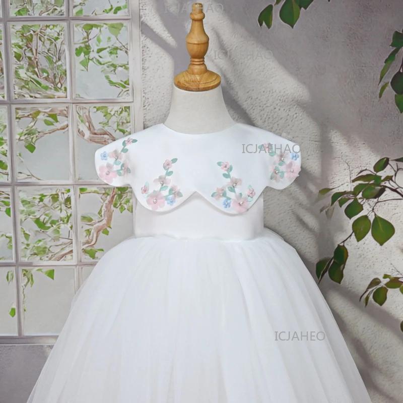 Robe de Cérémonie Enfant 2026, Costume Tutu d'Anniversaire pour Bébé Fille avec Cape Appliquée, Robe