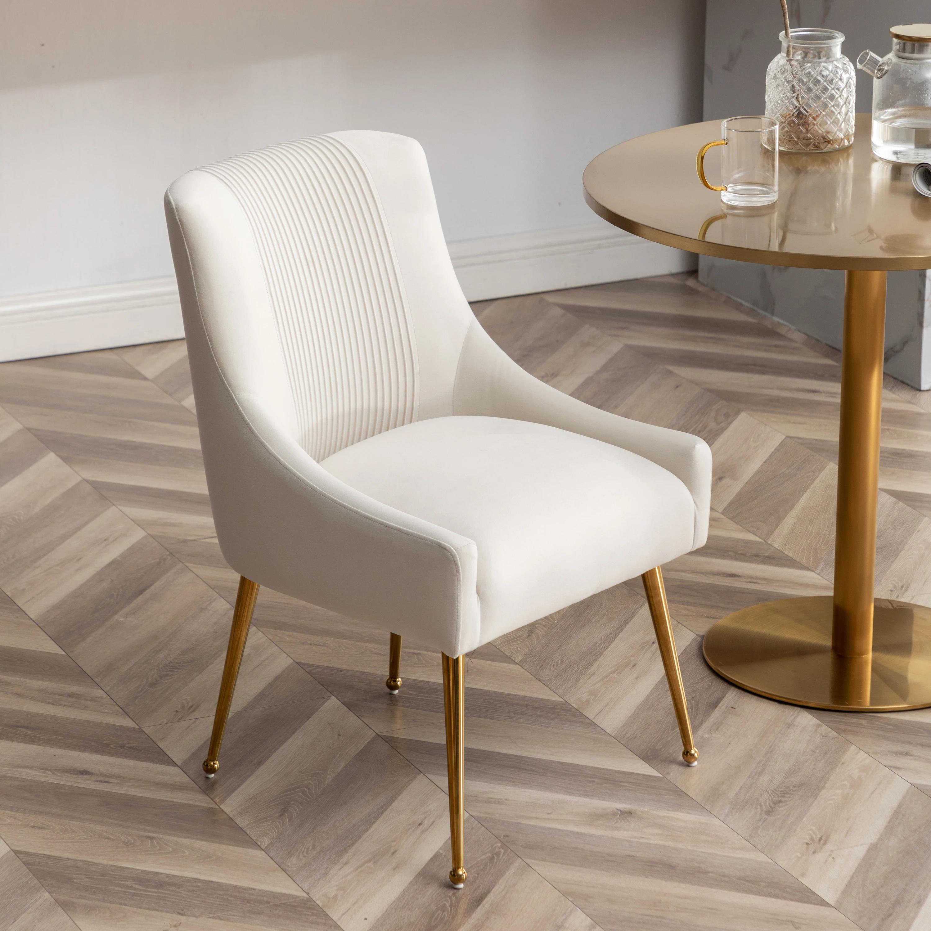SEYNAR-Ensemble de 2 chaises de salle à manger ou coiffeuse en velours plissé, avec poignée arrière