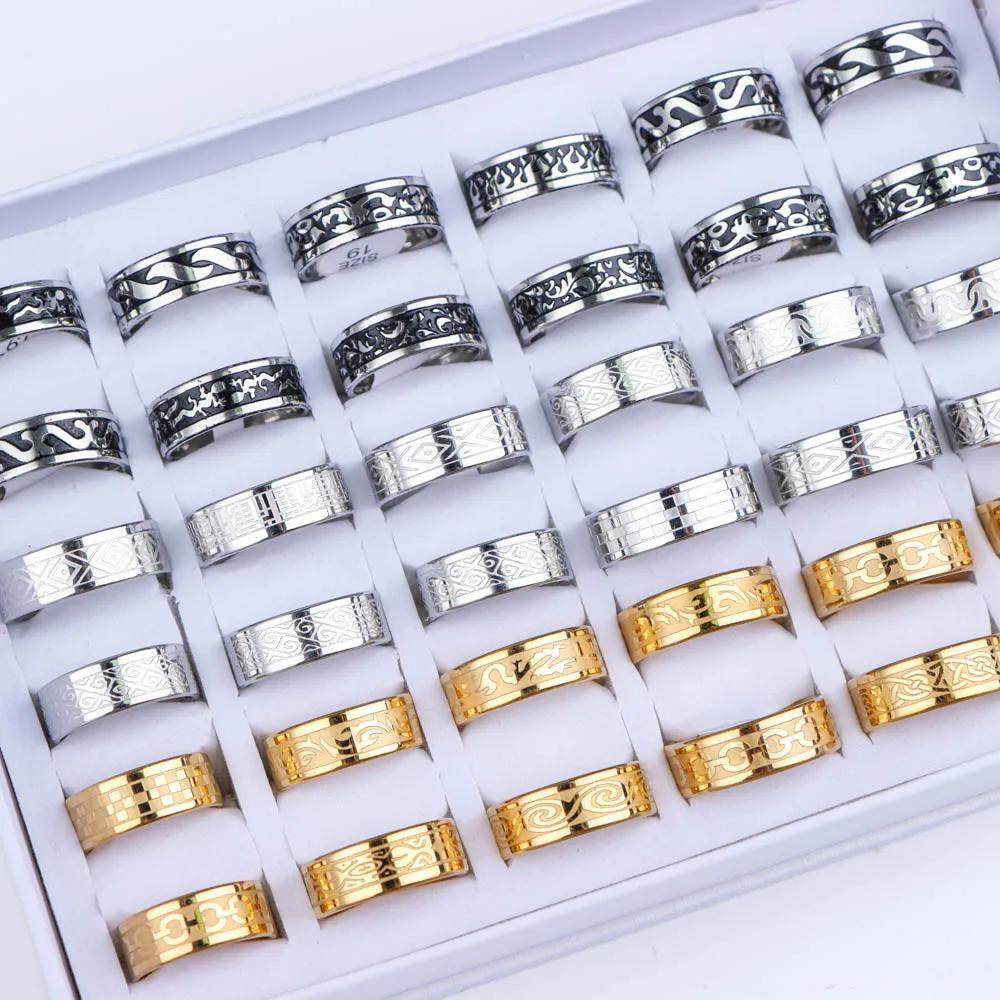 Bague Simple en acier inoxydable pour hommes et femmes, 10 pièces/lot, vente en gros, beaux bijoux P