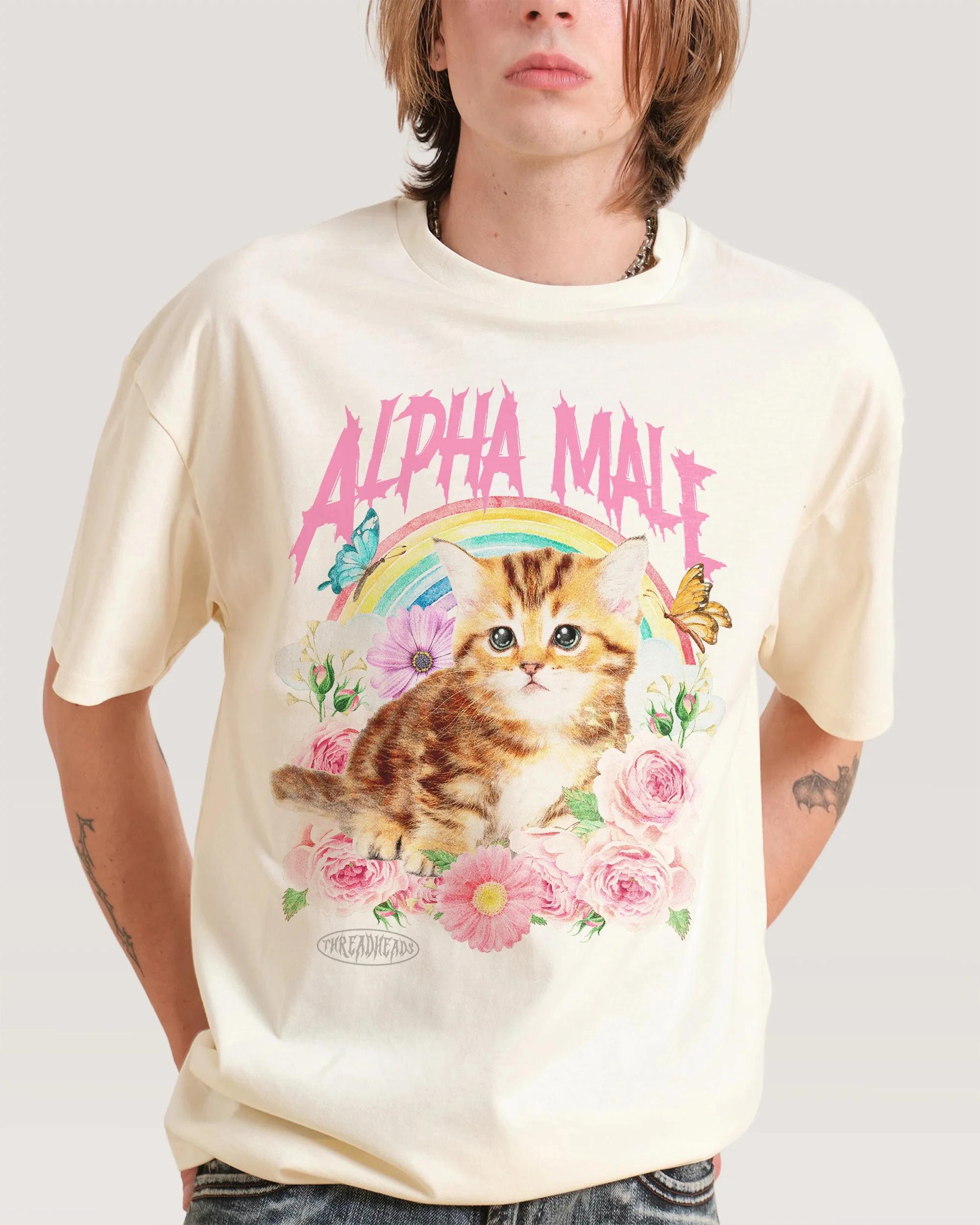 T-shirt décontracté avec illustration de chat mignon Alpha Male Fun, marque de luxe pour hommes et f