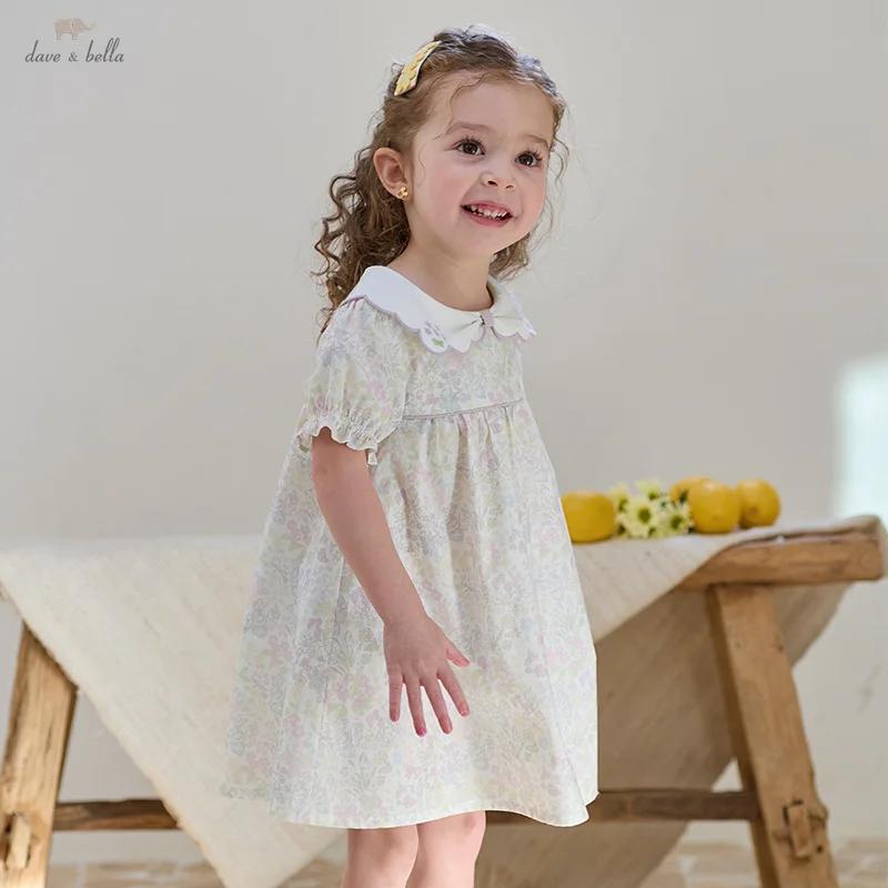 Dave Bella filles bébé robe été mode décontracté doux mignon imprimé enfants coton mince princesse r