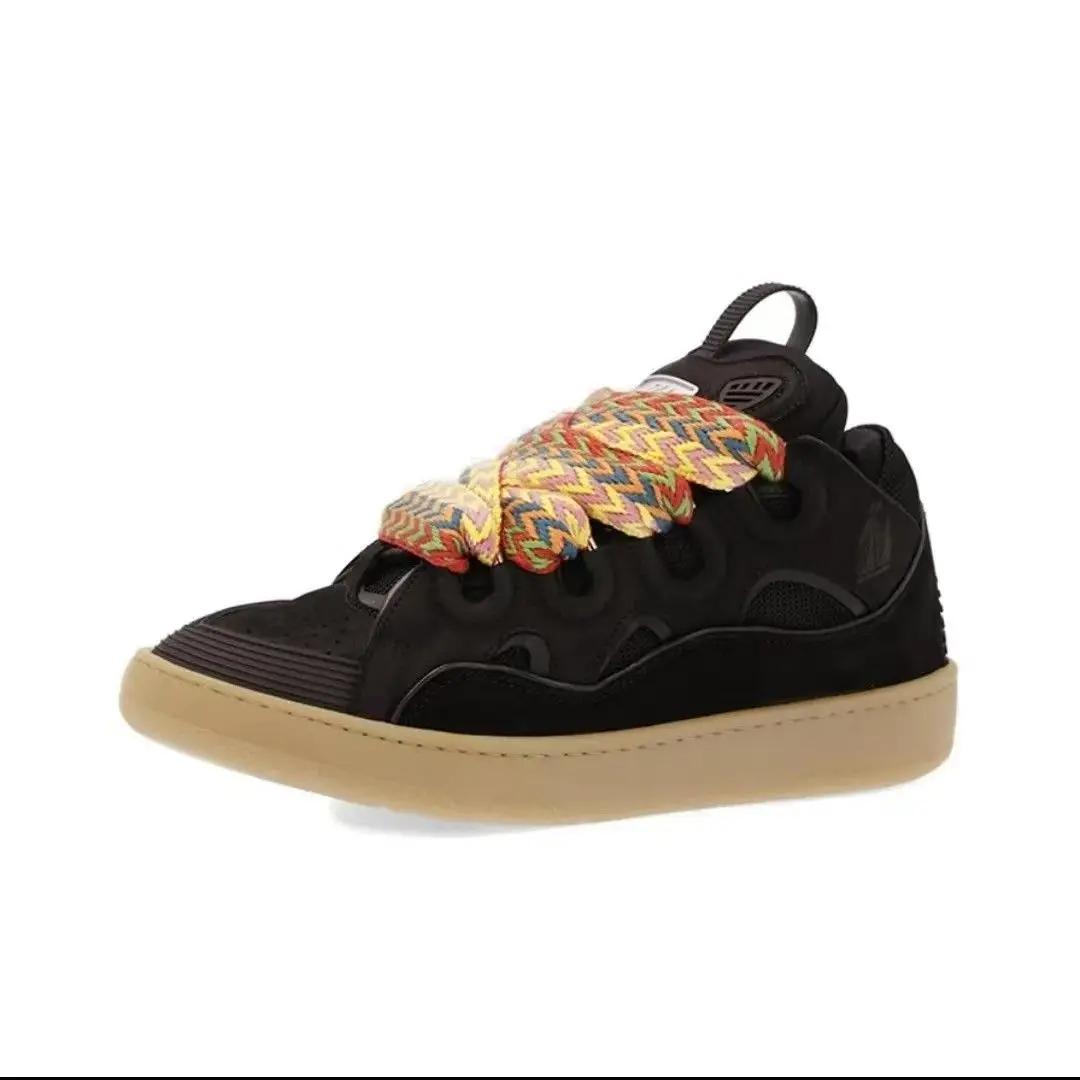 Nouvelles baskets de créateur LANVIN SPORT, chaussures plates pour femmes, baskets à lacets, bout ro