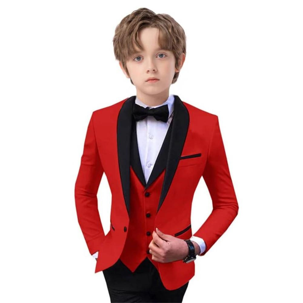 Ensemble de costume élégant pour garçon, coupe cintrée, 3 pièces, smoking pour occasions formelles,