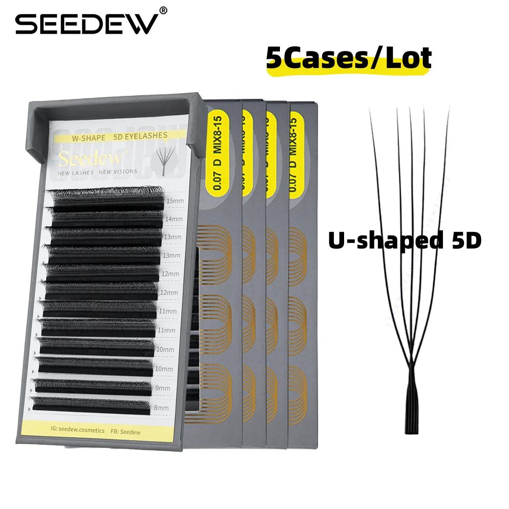 SEEDEW 5 étuis/Lot Extensions de cils 5D en forme de U naturel doux 5D U cils Premium vison faux cil