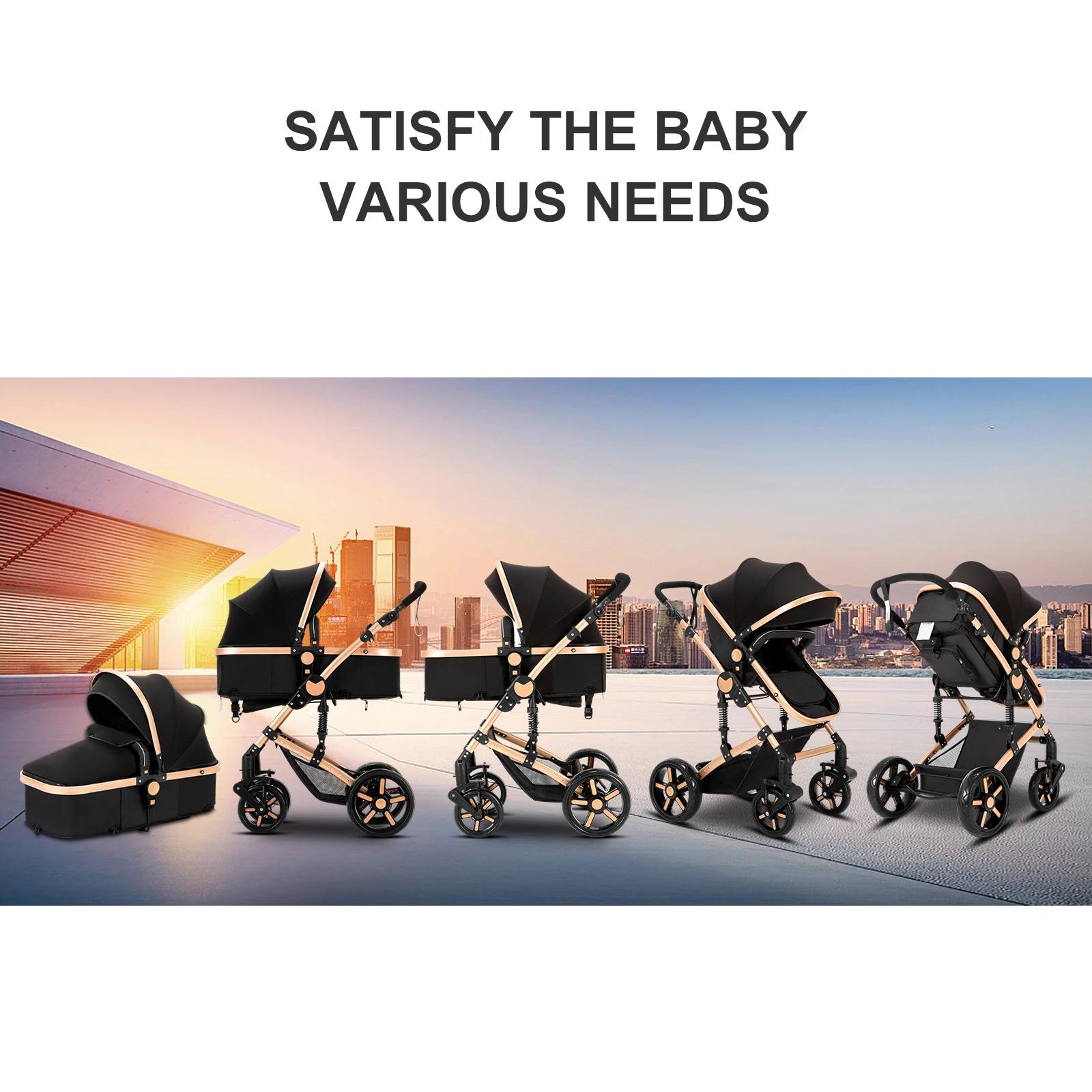 Poussette bébé 3 en 1, combos de poussette de siège auto, poussette bébé multifonctionnelle haute pa