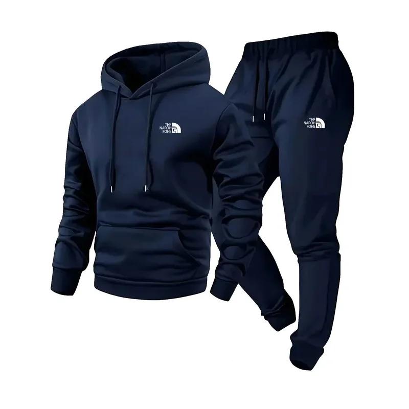 Ensemble deux pièces décontracté pour hommes, sweat-shirt à capuche et pantalon avec poches, coupe r