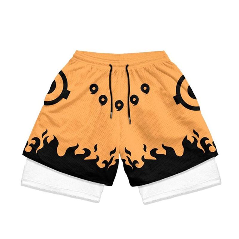 Short de Performance Anime 2 en 1 pour hommes et femmes, Short de sport, Manga, impression 3D, maill