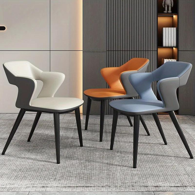 Chaise de salle à manger en cuir de Style français avec dossier, Design creux, adaptée au Clubhouse,