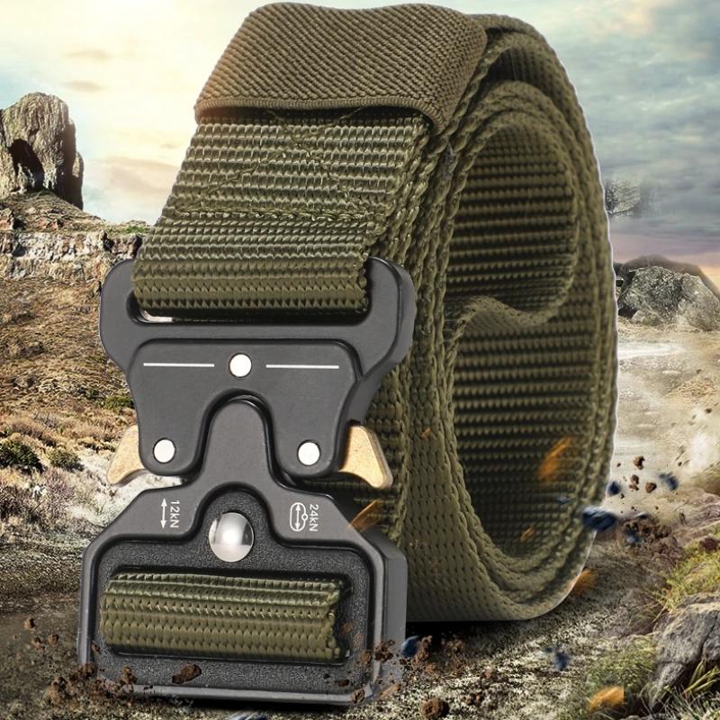 Ceinture tactique de chasse en plein air pour hommes, boucle multifonctionnelle en Nylon, ceinture e