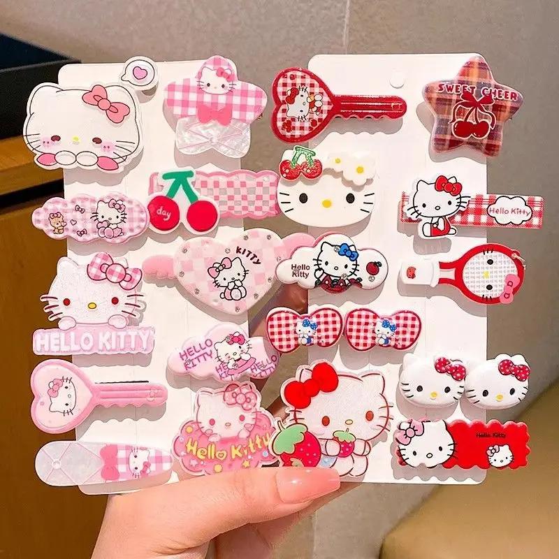 Mesuca 10 pièces Sanrio Hello Kitty mignon pince à cheveux chapeaux filles Anime dessin animé mode é