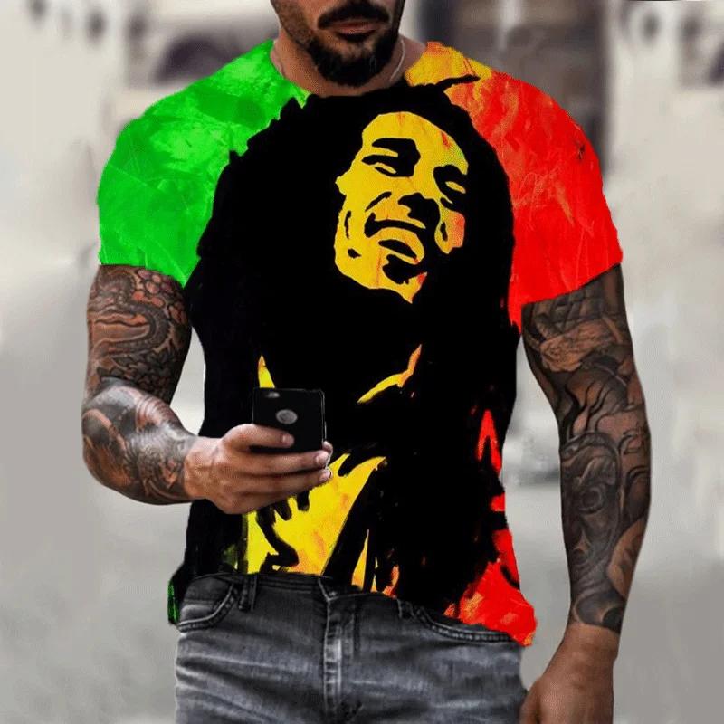 Nouveau Harajuku 3d T-shirt Bob Marley imprimé hommes à manches courtes été décontracté respirant su