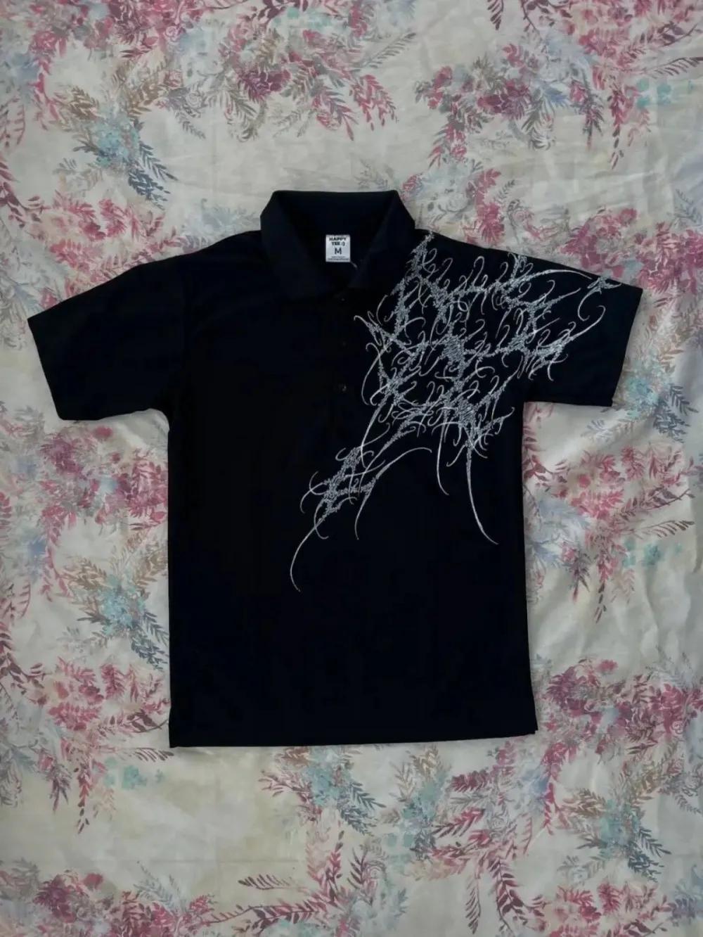 T-shirt polo à manches courtes pour hommes européens et américains, personnalisé avec un motif de lè