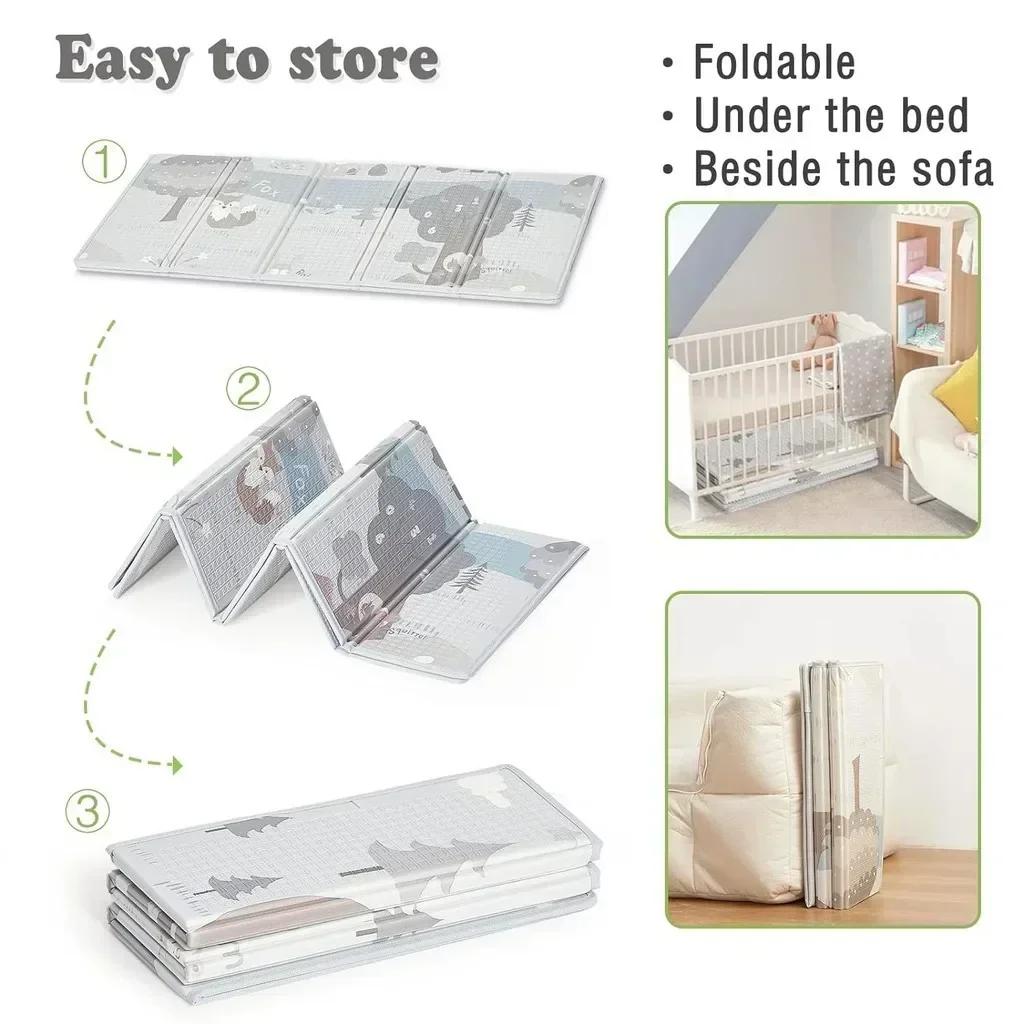 Tapis de jeu bébé pliable imperméable - Mousse réversible Playvirus pour sol nourrisson tout-petit