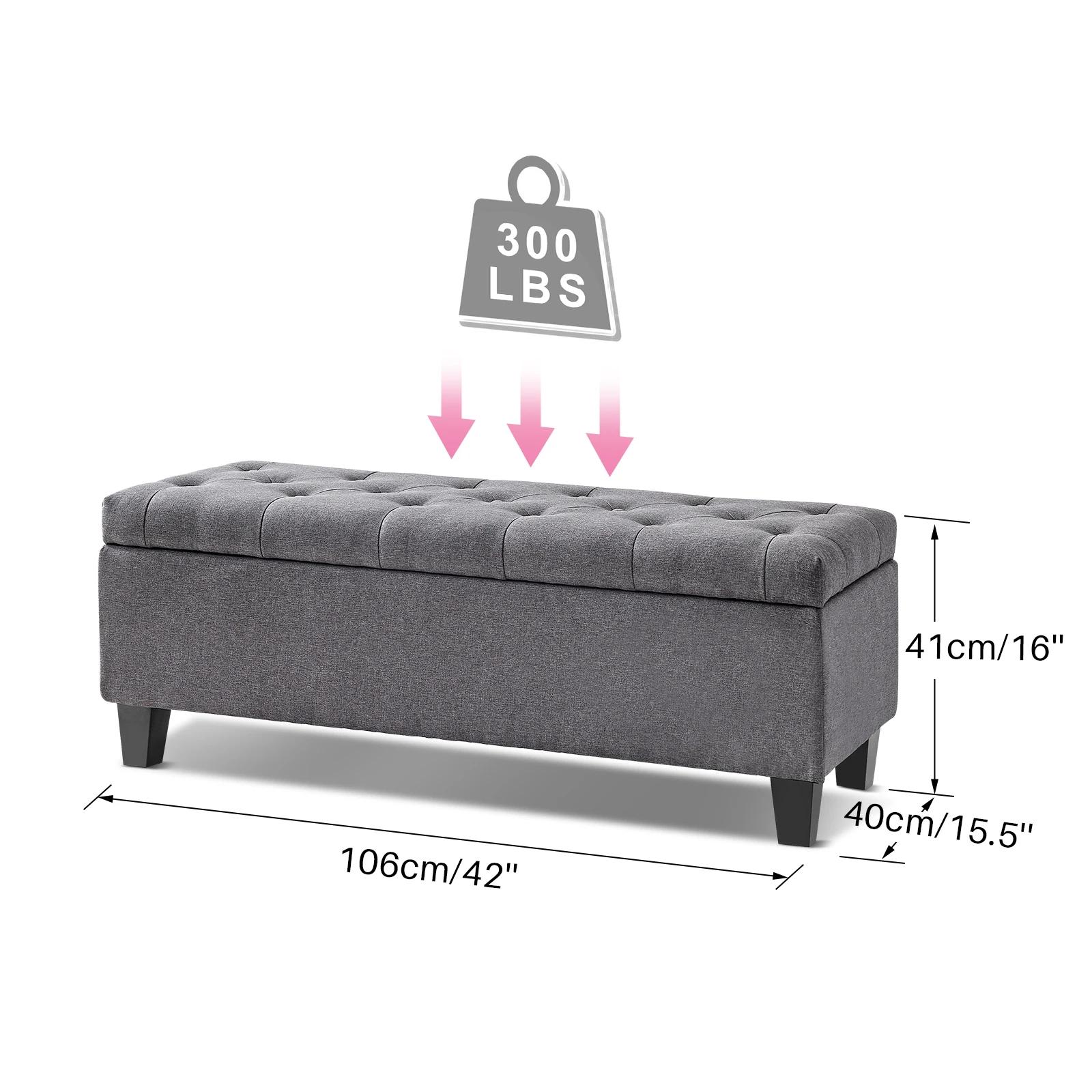 Redlife-Banc de Rangement 42 en Vrac, Tabouret avec Couvercle Rabattable, Charnière de Sécurité, 66