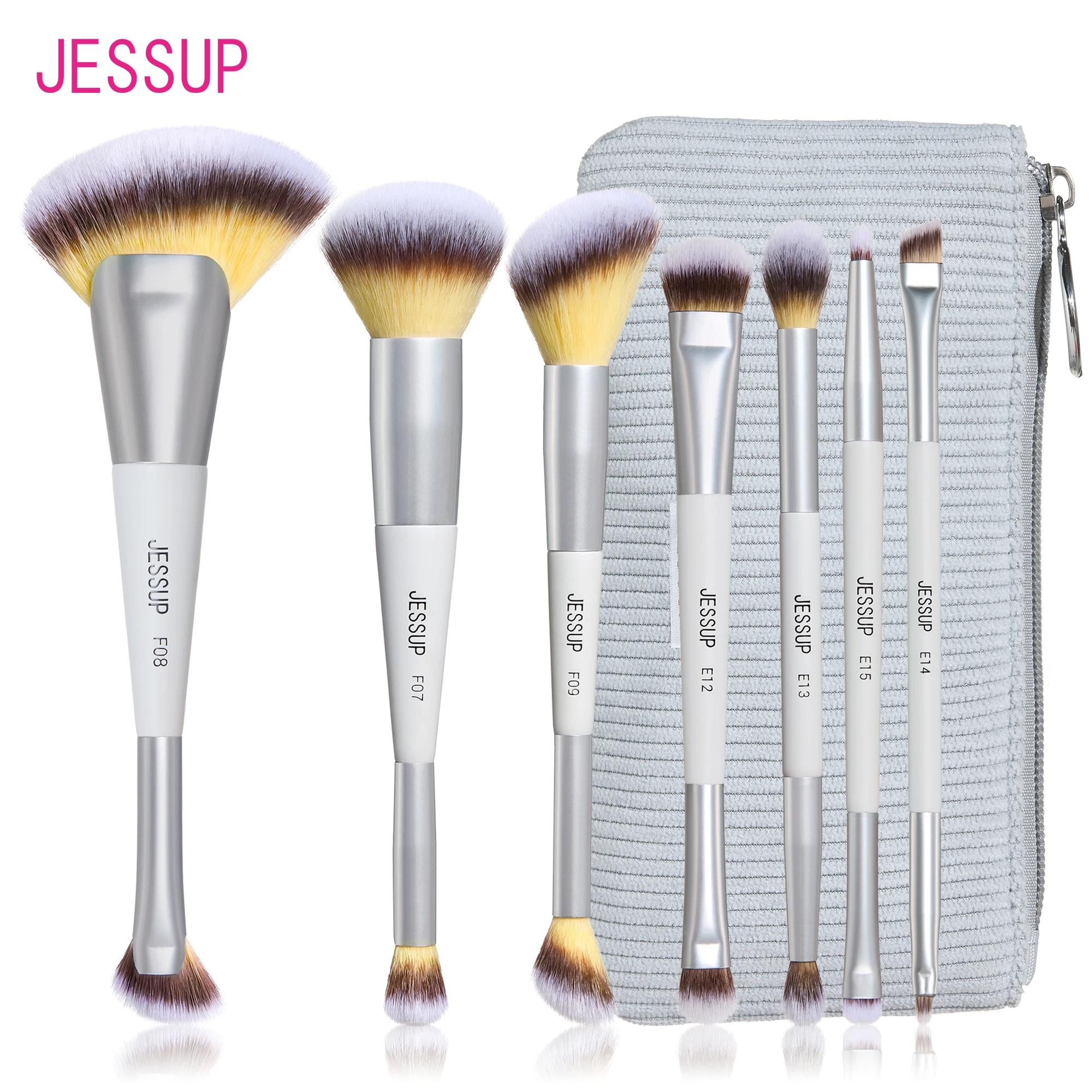 Jessup – ensemble de pinceaux de maquillage, 3/7 pièces, fond de teint synthétique à double extrémit