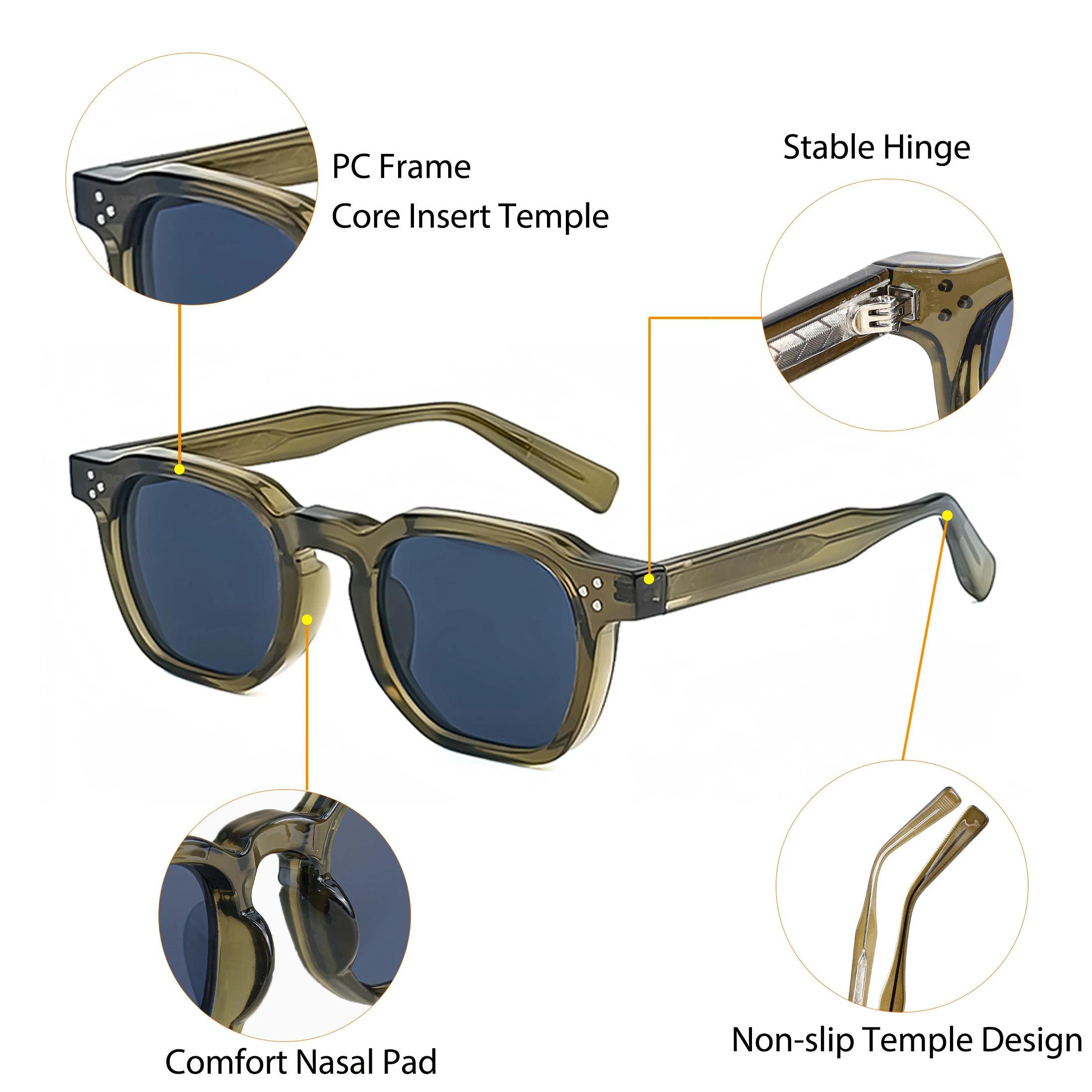 Lunettes de soleil tendance CATERSIDE pour hommes, monture carrée petite taille, design personnalisé