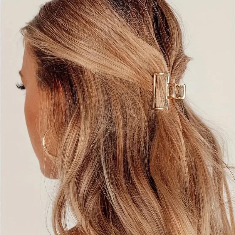 Mode Simple antidérapant Mini coeur creux pinces à cheveux en métal or géométrique frange Barrettes