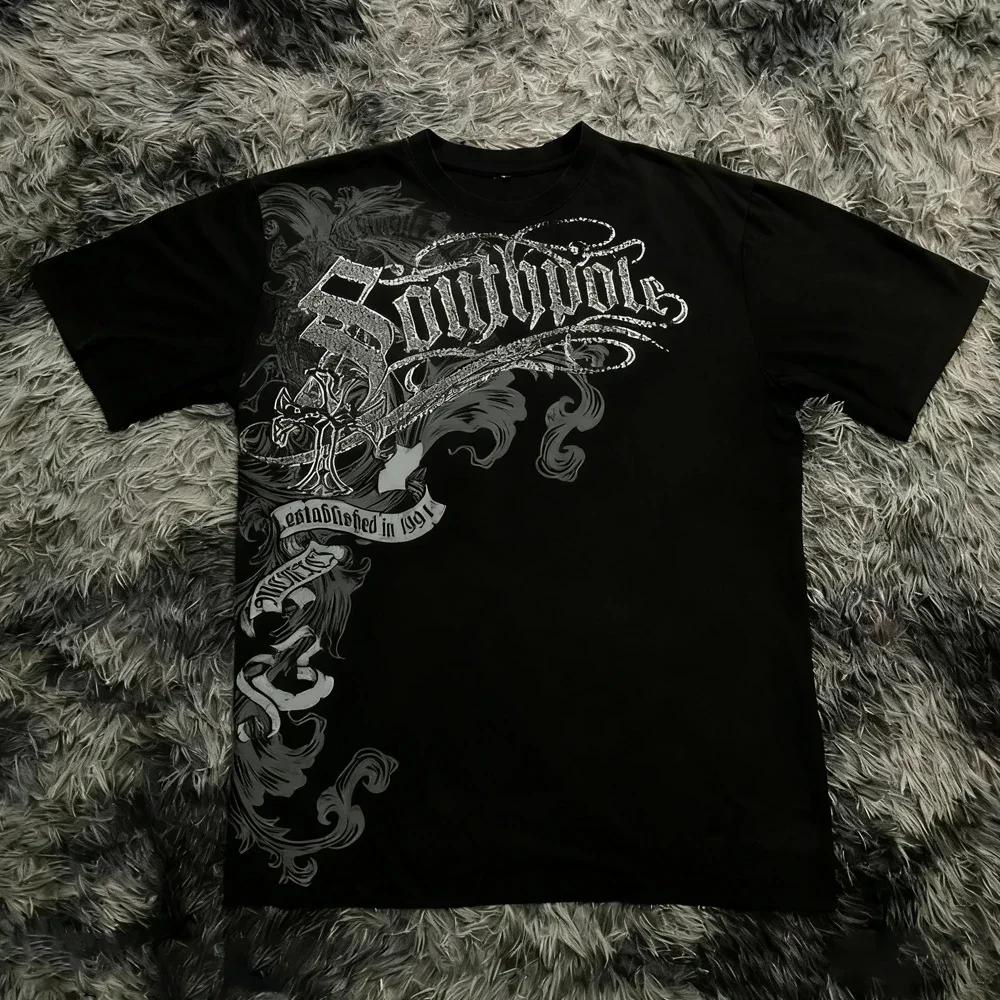 Classique Y2K Style gothique T-shirt imprimé surdimensionné T-shirt haute rue chemises gothique col