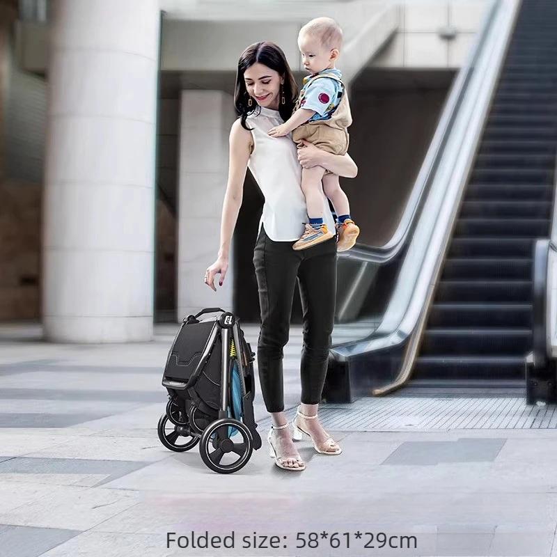 Poussette bébé tout-terrain à quatre roues, réversible, légère et pliable, avec un porte-bébé de séc