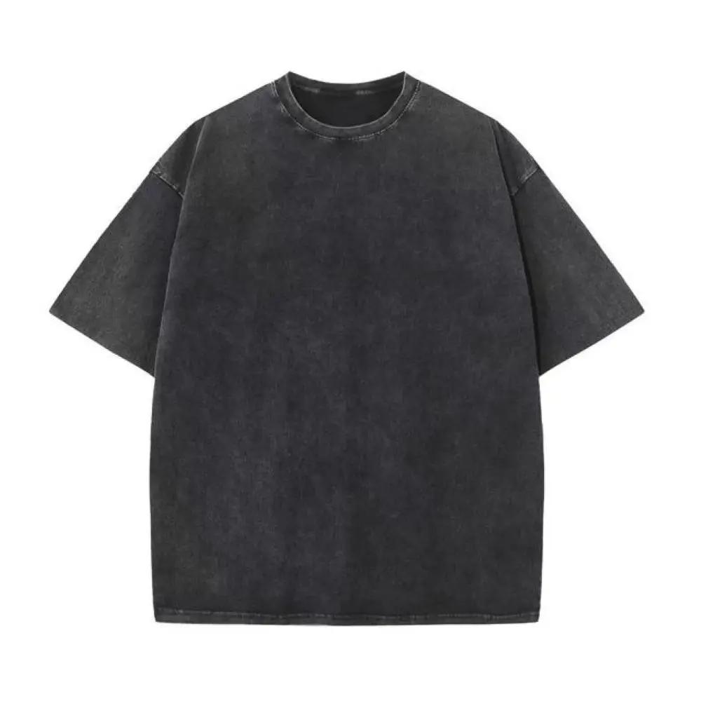 T-shirt rétro en coton pour hommes et femmes, manches à épaules tombantes, t-shirts vintage à manche