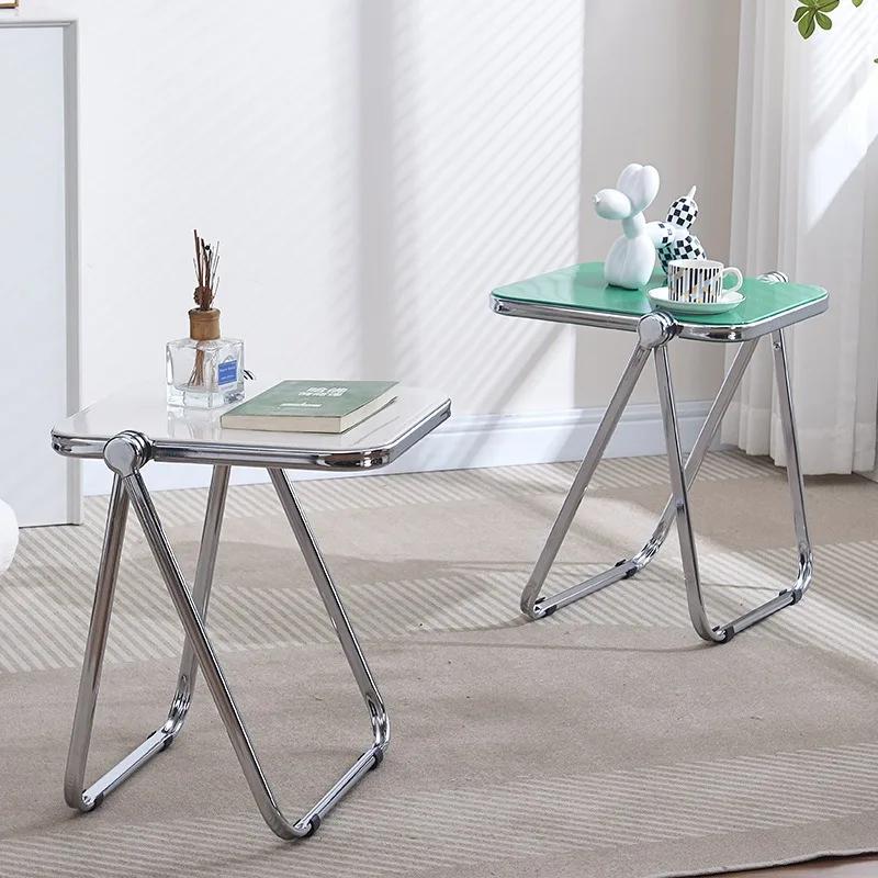 Table d'appoint pliante-table basse transparente à la mode pour salon canapé coin et balcon Table ba