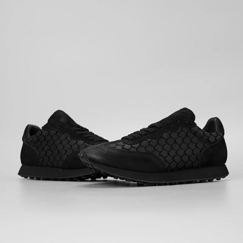 Chaussures de marche pour hommes en cuir de vache, motif écailles de dragon, tendance, en cuir vérit