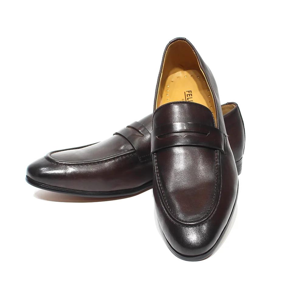 FELIX CHU hommes Penny mocassins chaussures en cuir véritable élégant fête de mariage chaussures hab
