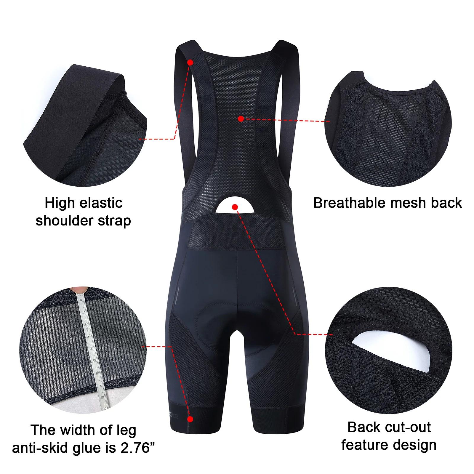 YKYWBIKE cuissard à bretelles de cyclisme hommes vêtements de plein air vélo Ride 6 heures rembourré