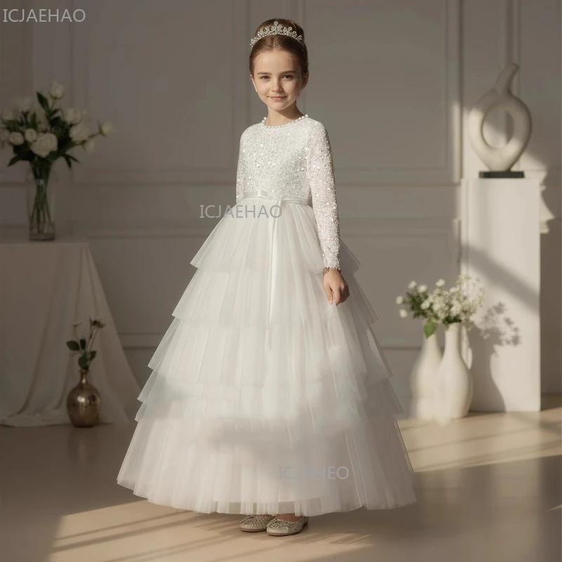 Robes Blanches pour Filles, Jupe Tutu Enfant, Robe de Princesse pour Anniversaire, Tenue de Spectacl
