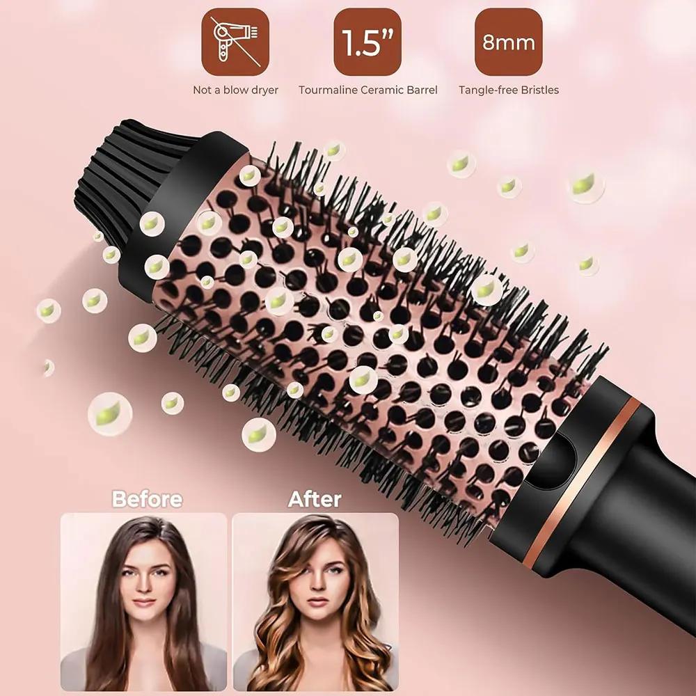 Brosse thermique brosse à friser ionique en céramique 1.5 pouces fer à friser chauffé volumateur dou