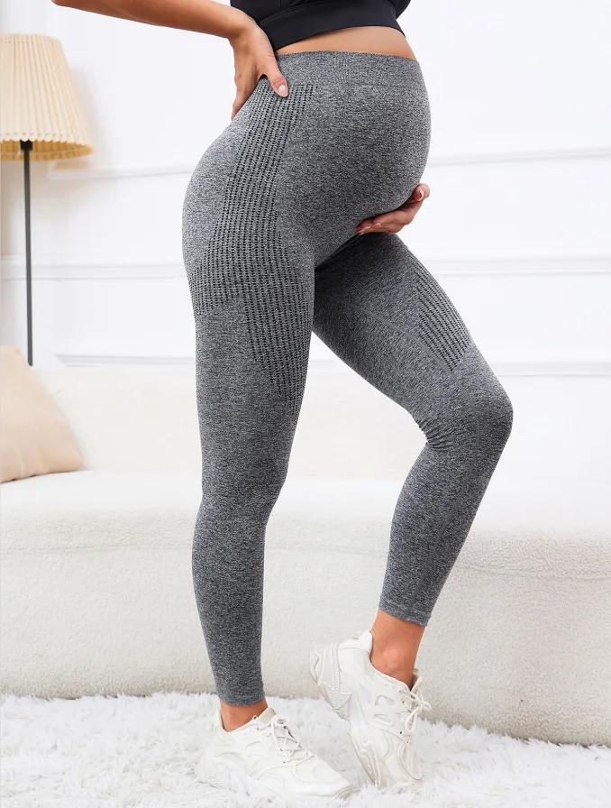 Leggings de maternité élastiques taille haute, slim pour femmes enceintes, soutien du ventre post-pa