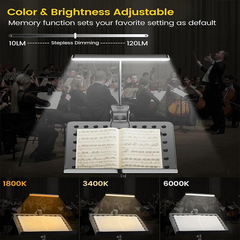 NV 57 LED Super lumineux pupitre lumière soin des yeux Clip-on Piano lumière USB-C Rechargeable Dimm