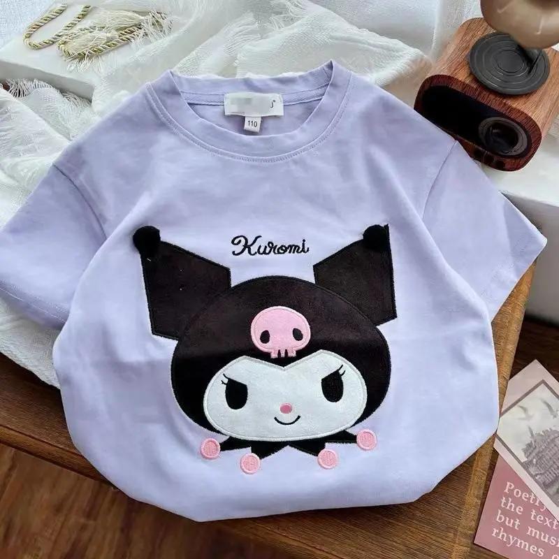 T-Shirt à manches courtes pour filles, dessin animé Sanrio Kuromi My Melody cannelle, vêtements d'ét