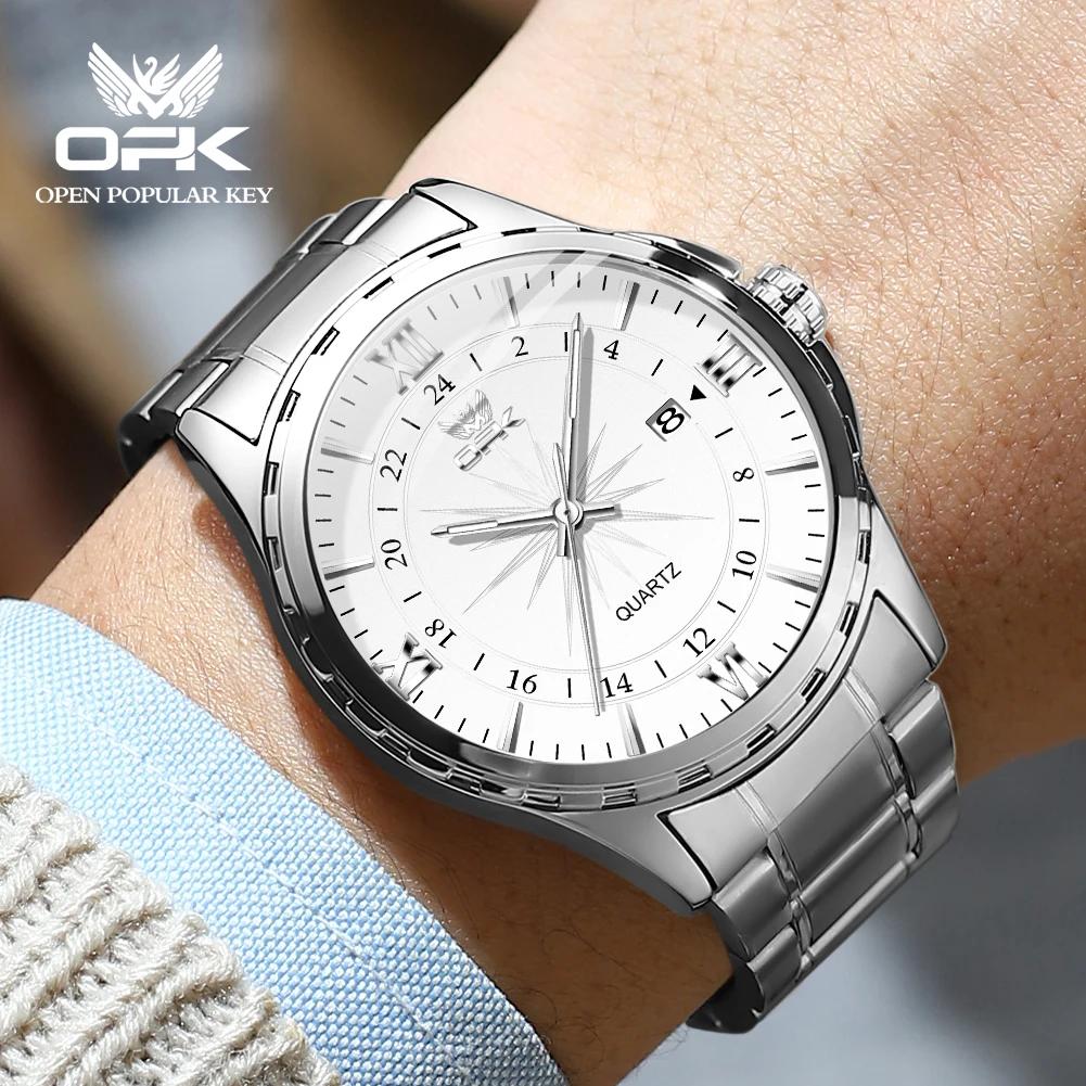 OPK-Montre à quartz avec ceinture en acier pour homme, calendrier touristique, marque, 6003