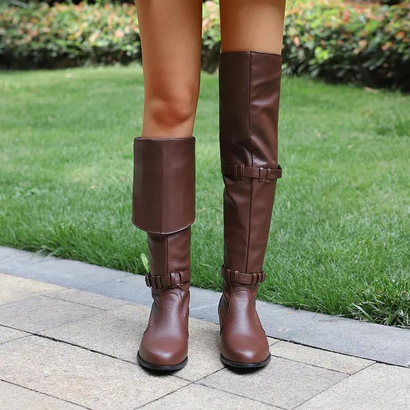 SIMLOVEbalance-Cuissardes à talons larges pour femmes, chaussures de nuit, à enfiler, taille 47 et 4
