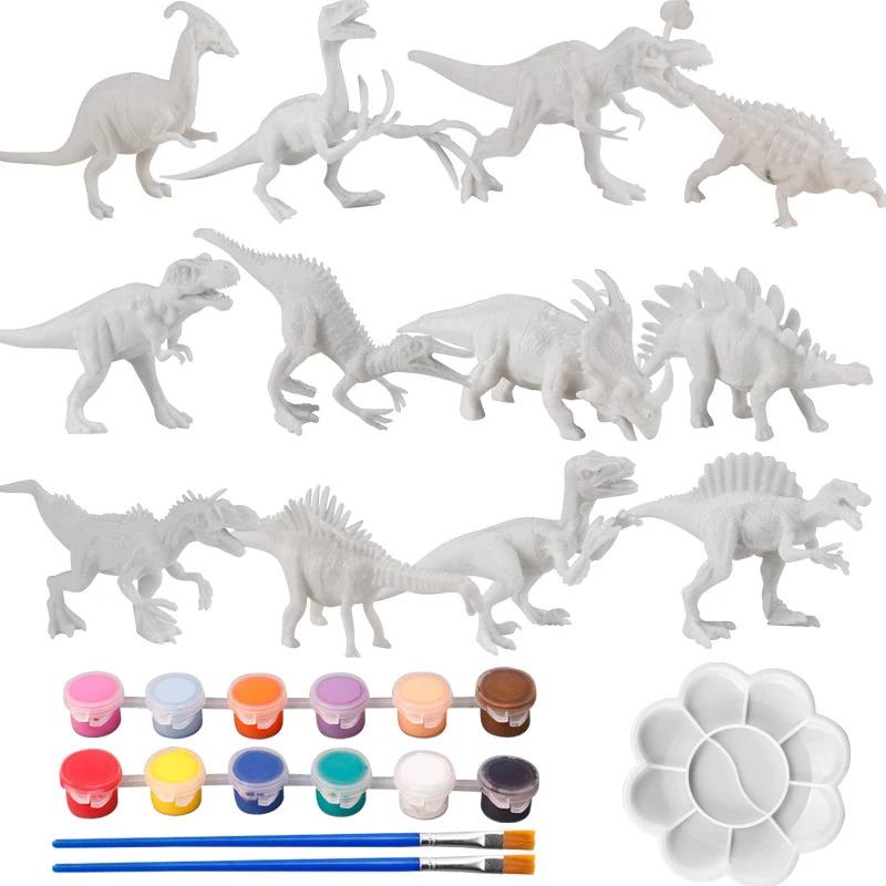 Kit de peinture de dinosaure non peint, 6/8 pièces, jouets modèles vierges pour enfants de 3 ans et