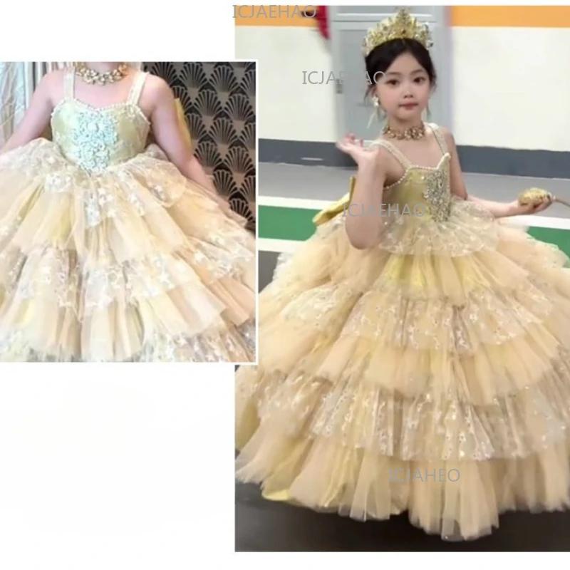 Nouvelle Robe de Princesse Formelle pour Filles, Tenue de Fête d'Anniversaire pour Enfants, Robe de