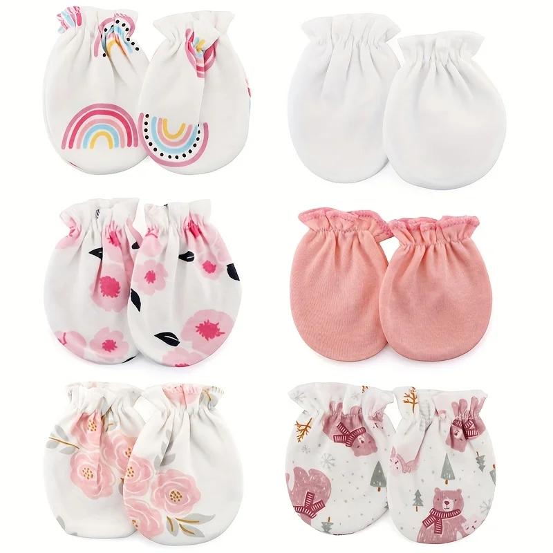 6 paires/lot gants pour nouveau-nés imprimés de dessins animés bébé garçons filles mitaines nouveau-