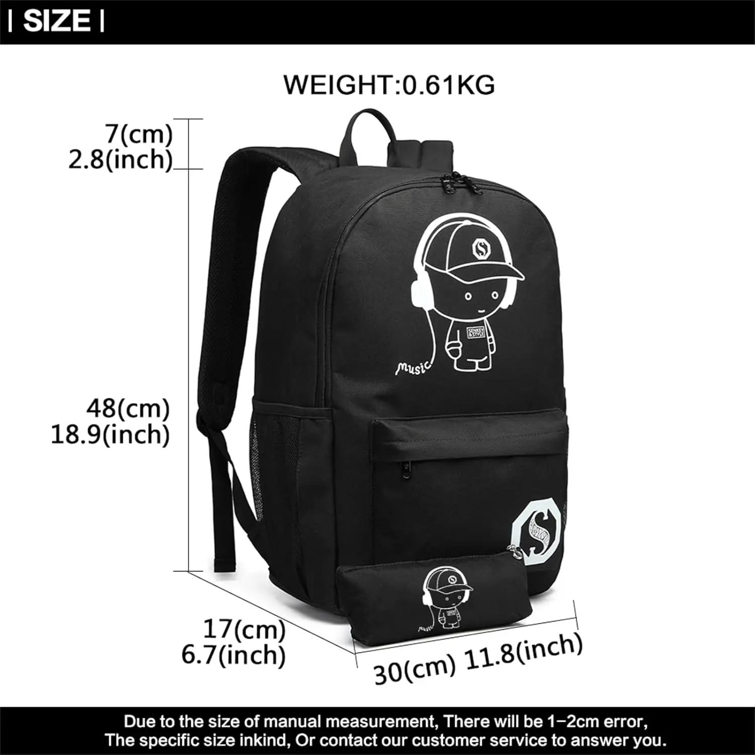 Sac à dos unisexe KONO, fluorescent, léger, imperméable, en polyester, 30x17x48cm, pour l'école, les