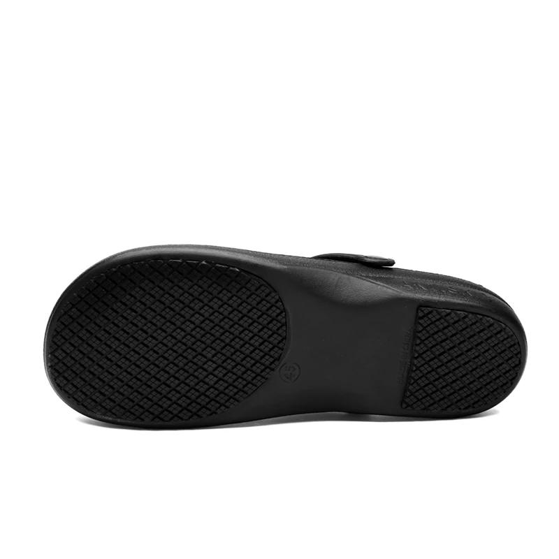 Sandales coordonnantes en caoutchouc noir pur, chaussures de chef, sabots de cuisine imperméables, c