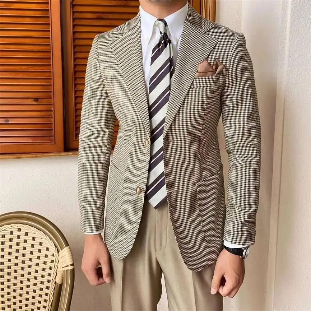 Homme britannique Blazer Hombre 2021 automne mode treillis hommes veste coréenne Slim Fit Blazer Hom