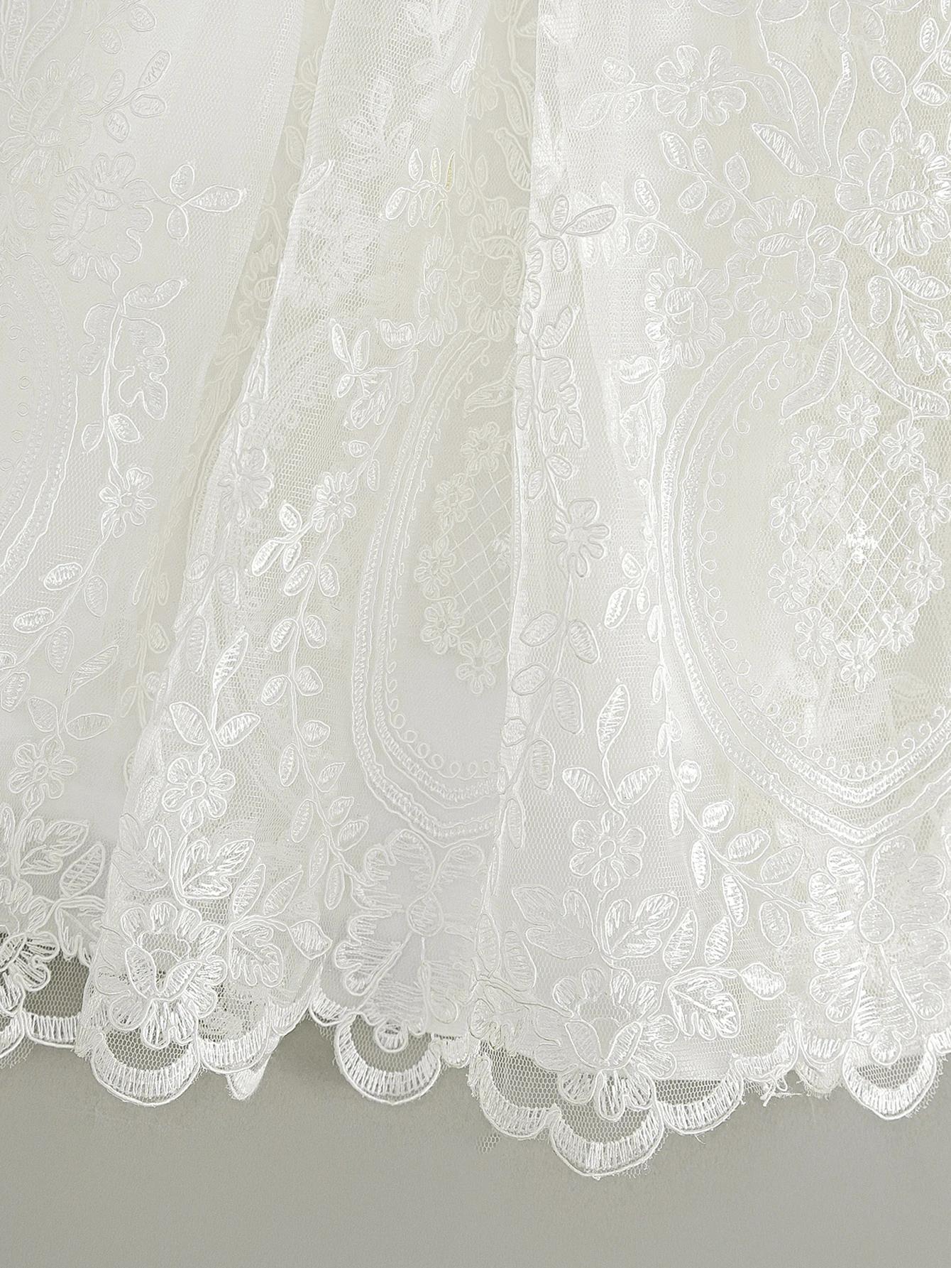 Robe de baptême blanche pour bébé fille, robe brodée haut de gamme, jupe longue en gaze, robe de cér