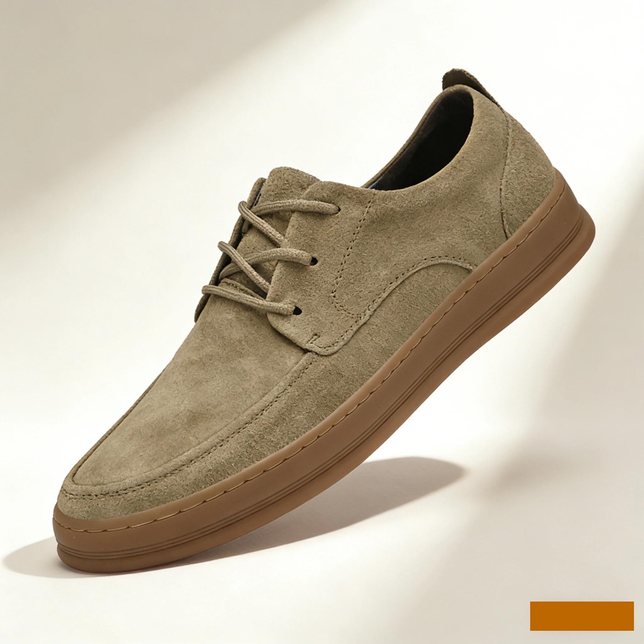 Chaussures décontractées en cuir suédé de haute qualité, baskets à lacets à talon bas, chaussures pl